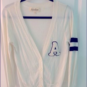 Active Basic, Letter A Cardigan, Arm Stripes